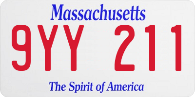 MA license plate 9YY211