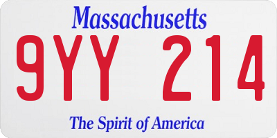 MA license plate 9YY214