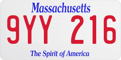 MA license plate 9YY216
