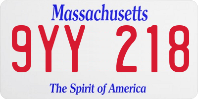 MA license plate 9YY218