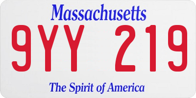 MA license plate 9YY219