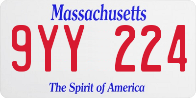 MA license plate 9YY224