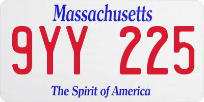 MA license plate 9YY225