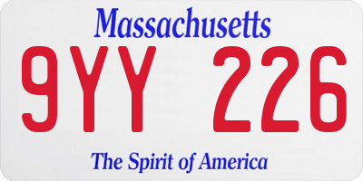 MA license plate 9YY226