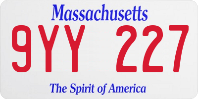 MA license plate 9YY227