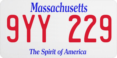 MA license plate 9YY229