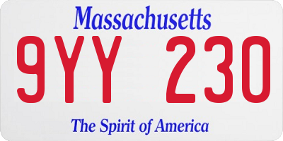 MA license plate 9YY230