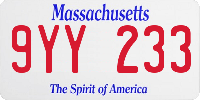 MA license plate 9YY233