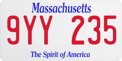 MA license plate 9YY235