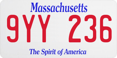 MA license plate 9YY236