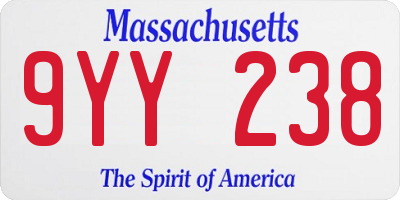 MA license plate 9YY238