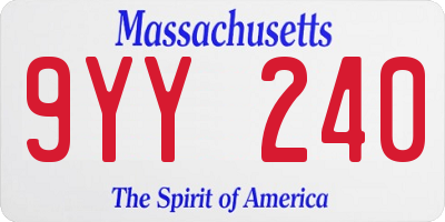 MA license plate 9YY240