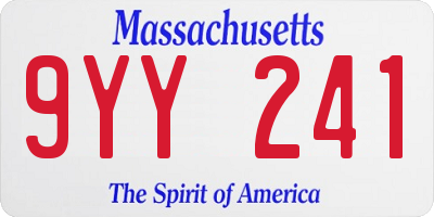 MA license plate 9YY241