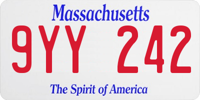 MA license plate 9YY242