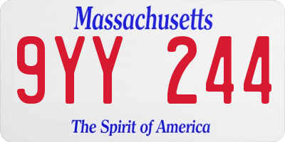 MA license plate 9YY244