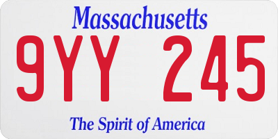 MA license plate 9YY245