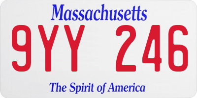 MA license plate 9YY246