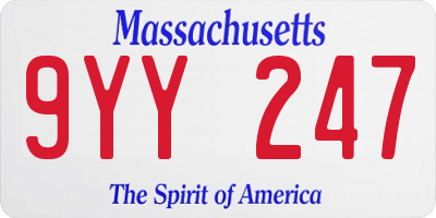 MA license plate 9YY247
