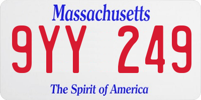 MA license plate 9YY249