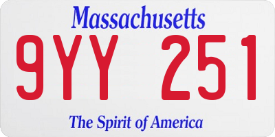 MA license plate 9YY251