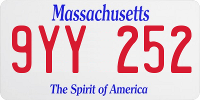MA license plate 9YY252
