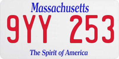 MA license plate 9YY253