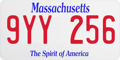 MA license plate 9YY256