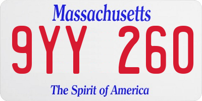 MA license plate 9YY260