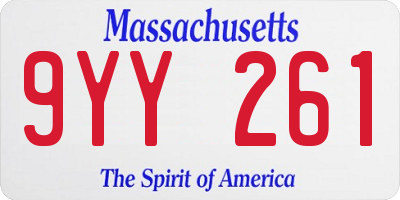 MA license plate 9YY261