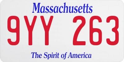 MA license plate 9YY263
