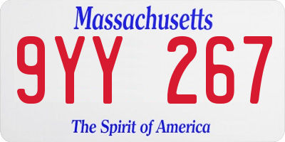 MA license plate 9YY267