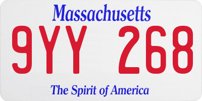 MA license plate 9YY268