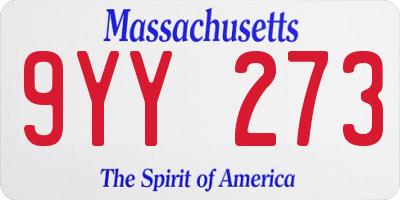 MA license plate 9YY273