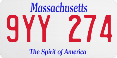 MA license plate 9YY274
