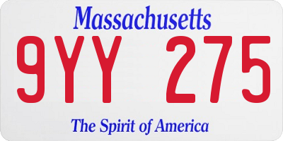 MA license plate 9YY275