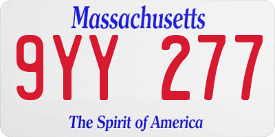 MA license plate 9YY277