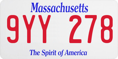 MA license plate 9YY278
