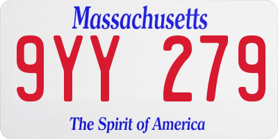 MA license plate 9YY279