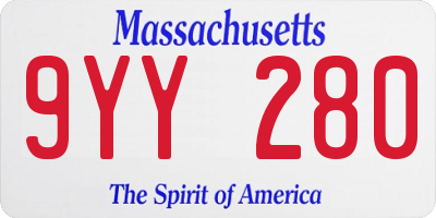 MA license plate 9YY280