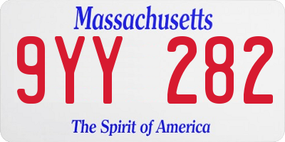 MA license plate 9YY282