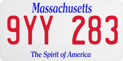 MA license plate 9YY283