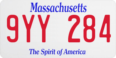 MA license plate 9YY284