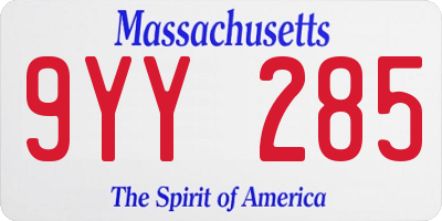 MA license plate 9YY285