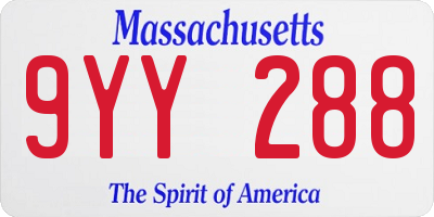 MA license plate 9YY288