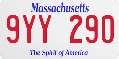 MA license plate 9YY290