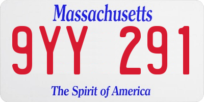 MA license plate 9YY291