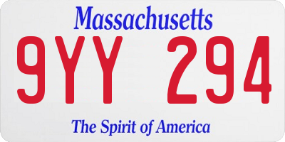 MA license plate 9YY294