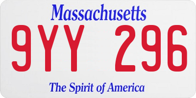 MA license plate 9YY296