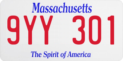 MA license plate 9YY301