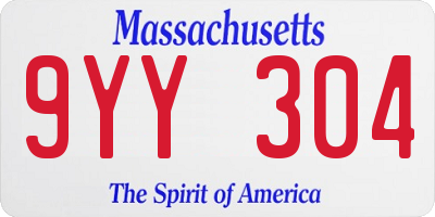 MA license plate 9YY304